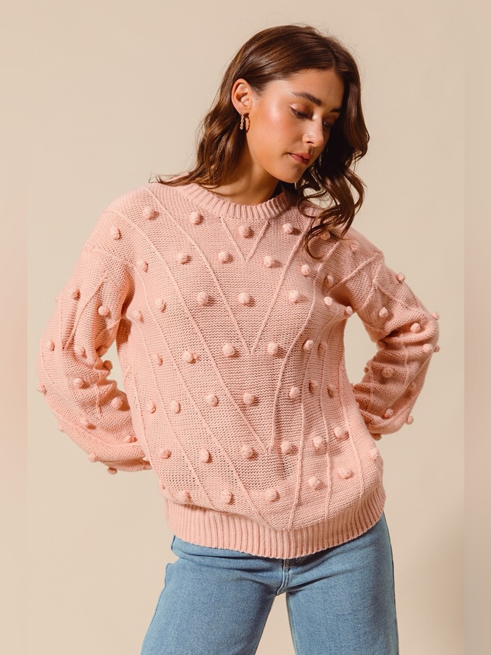 SO ME Pom Pom Textured Knit Sweater Top - Picture 6 of 11